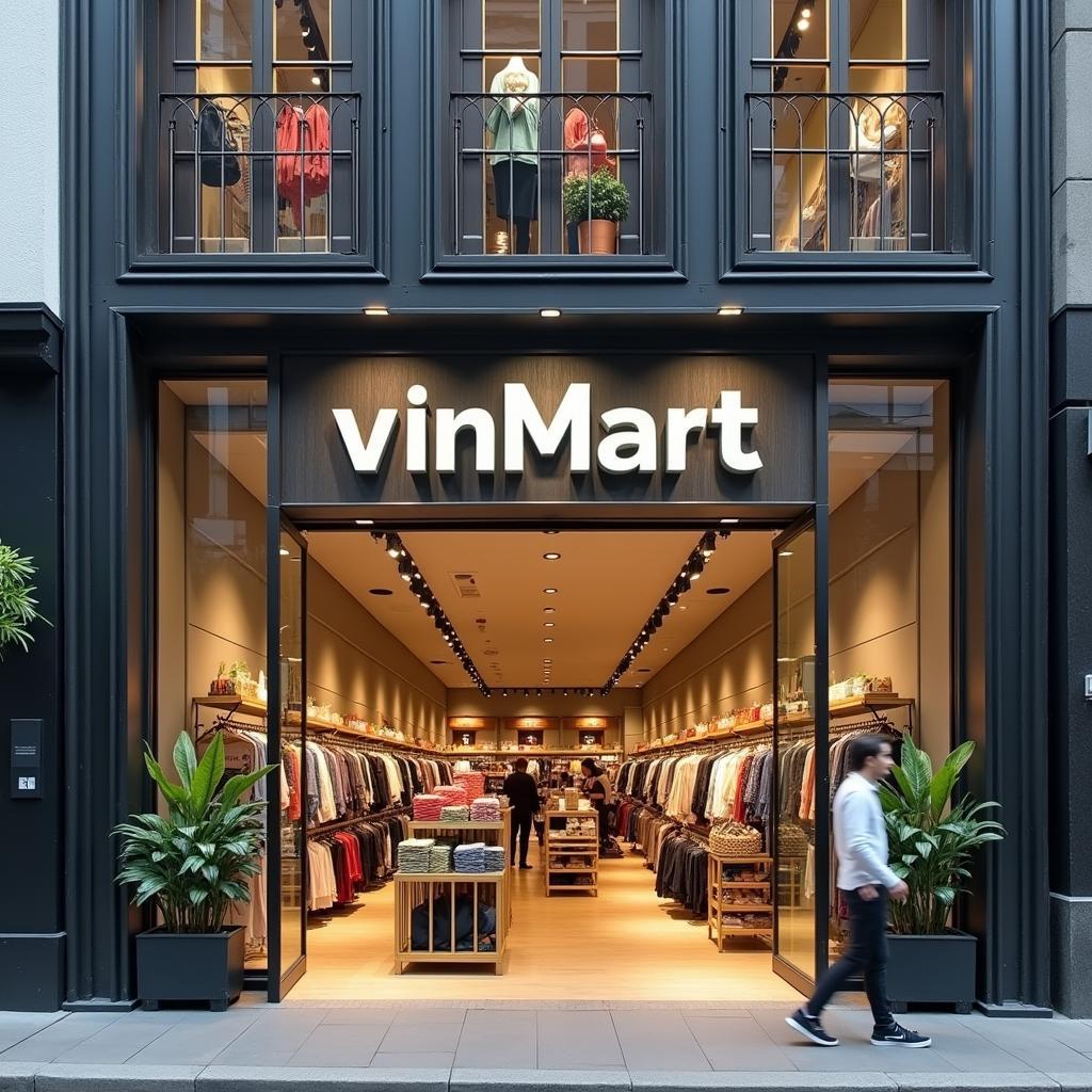 Quang cảnh bên ngoài VinMart Pleiku tại 60 Hai Bà Trưng, Gia Lai tấp nập người mua sắm