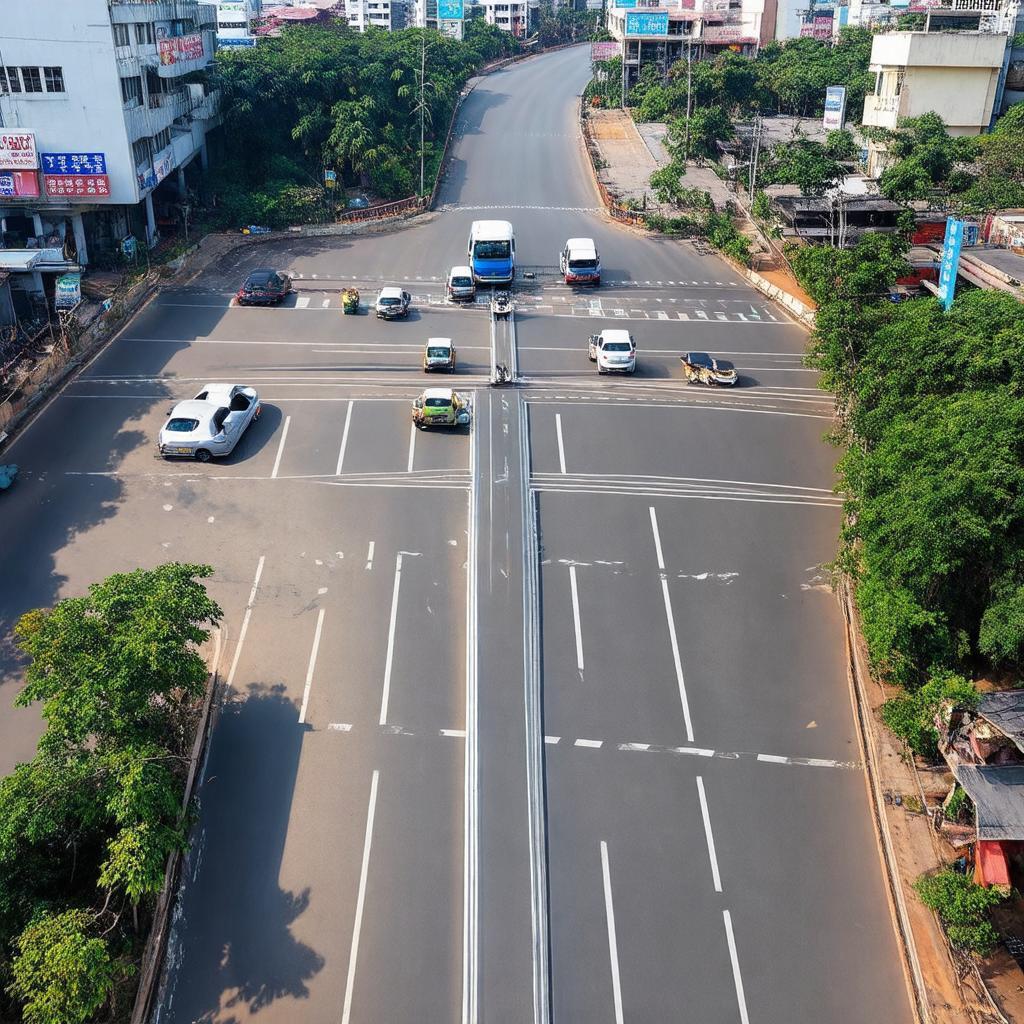Vòng xoay An Điền trên đường Hùng Vương tại Bến Cát, Bình Dương, là nút giao thông quan trọng