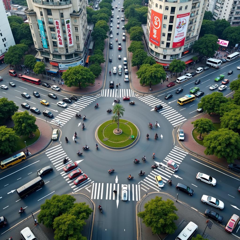Hinh anh vong xoay Le Dai Hanh Au Co dong duc xe co gio cao diem
