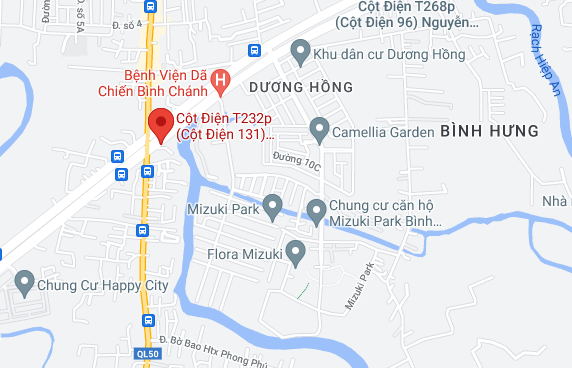 Hình ảnh vị trí chiến lược của Vòng xoay Nguyễn Văn Linh QL 1A Bình Chánh trên bản đồ giao thông TP.HCM