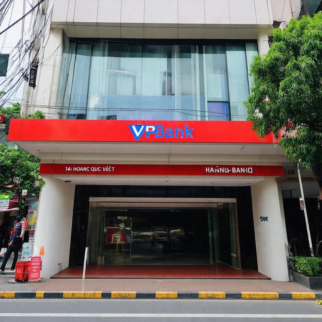 Hình ảnh mặt tiền chi nhánh VPBank tại địa chỉ 184 Hoàng Quốc Việt, Hà Nội.