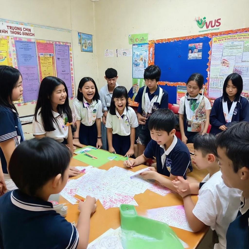 Hoạt động ngoại khóa hoặc sự kiện tại VUS Trường Chinh Quận 12 với học viên tham gia vui vẻ
