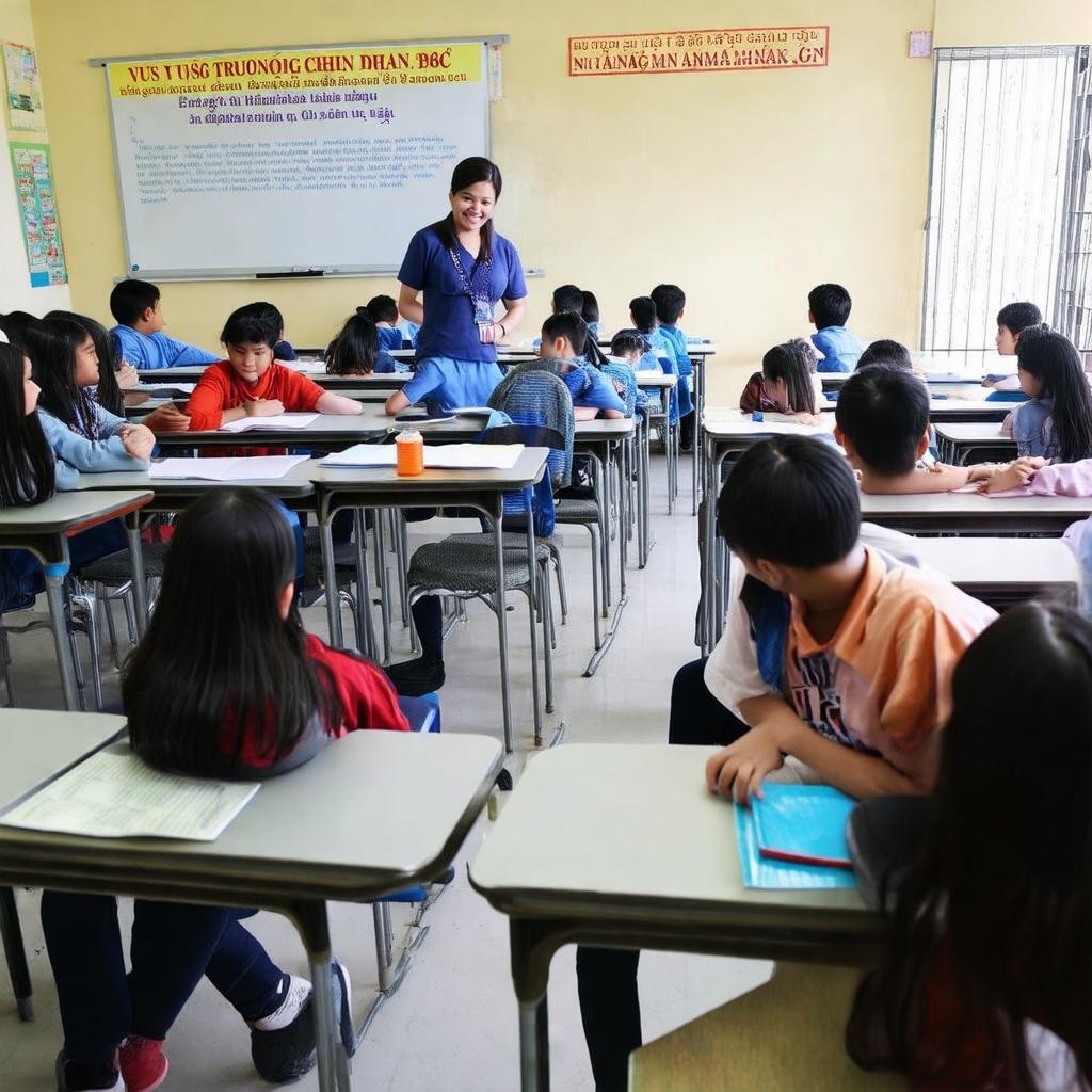 Một lớp học tại VUS Trường Chinh Quận 12 với giáo viên và học viên đang tương tác tích cực