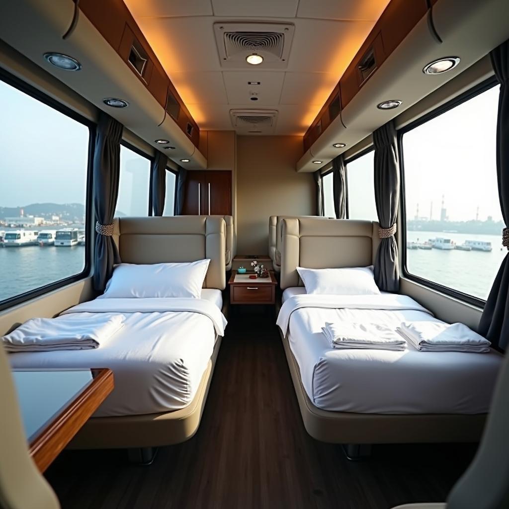 Xe giường nằm hiện đại hoặc limousine của Nhà xe Trần Anh với nội thất sạch sẽ, tiện nghi cho hành khách