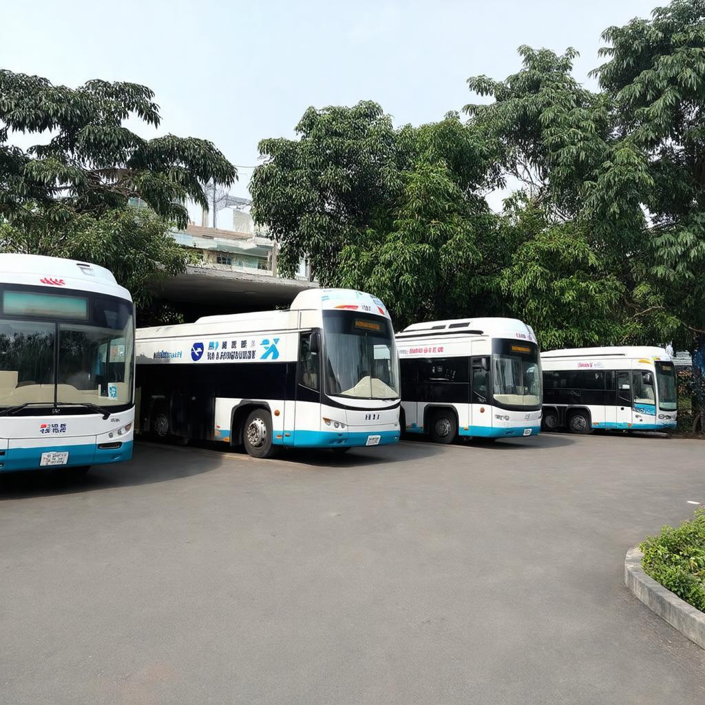 Xe khách đang đậu tại Bến Xe Phía Bắc Thanh Hóa chờ xuất bến