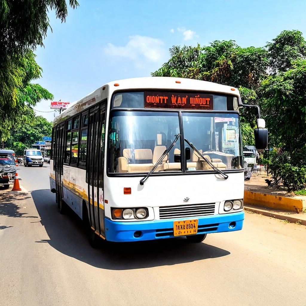 Hình ảnh một chiếc xe khách thường chạy các tuyến ngắn và trung bình ở khu vực miền Trung.