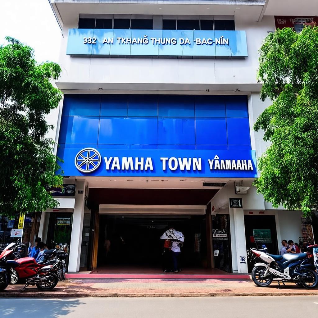 Mặt tiền cửa hàng Yamaha Town Trung Thành tại 320 Trần Hưng Đạo Bắc Ninh, dễ dàng nhận biết