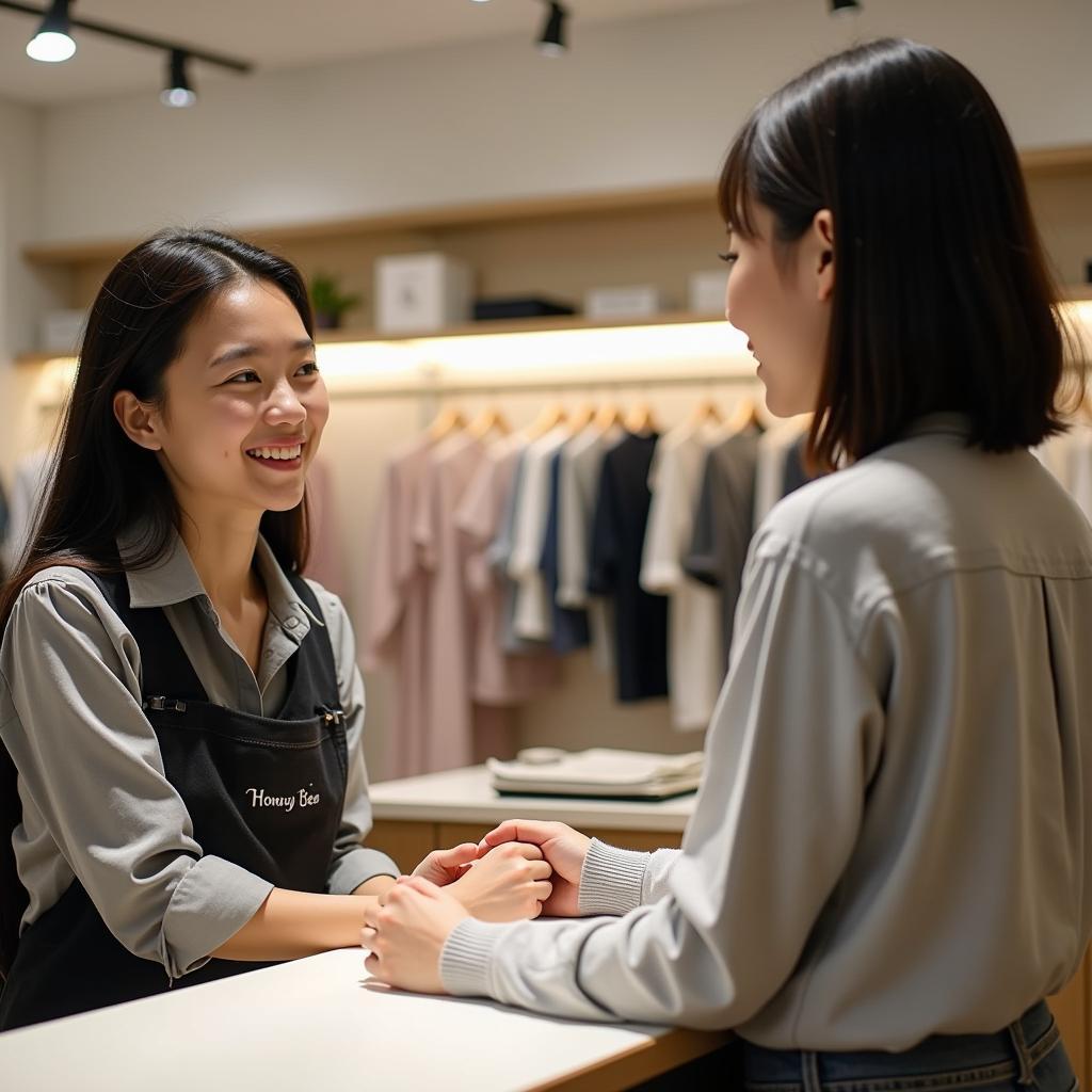 Nhân viên Yody Lệ Thủy tư vấn nhiệt tình, hỗ trợ khách hàng chu đáo, tạo trải nghiệm mua sắm thoải mái