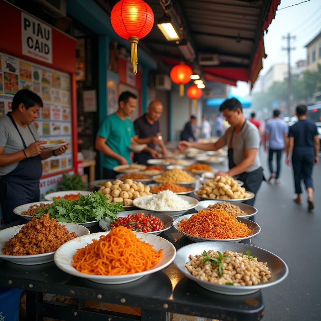 Một góc quán ăn đường phố đông đúc tại Phường An Hội Đông, Quận Gò Vấp, thể hiện sự đa dạng ẩm thực địa phương
