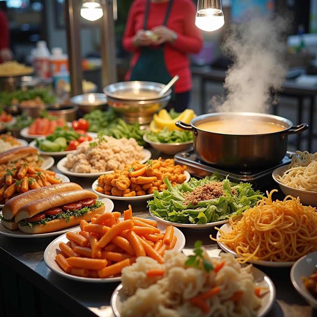 Quầy hàng ẩm thực đường phố hấp dẫn và đa dạng tại Chợ Quang Vinh 2