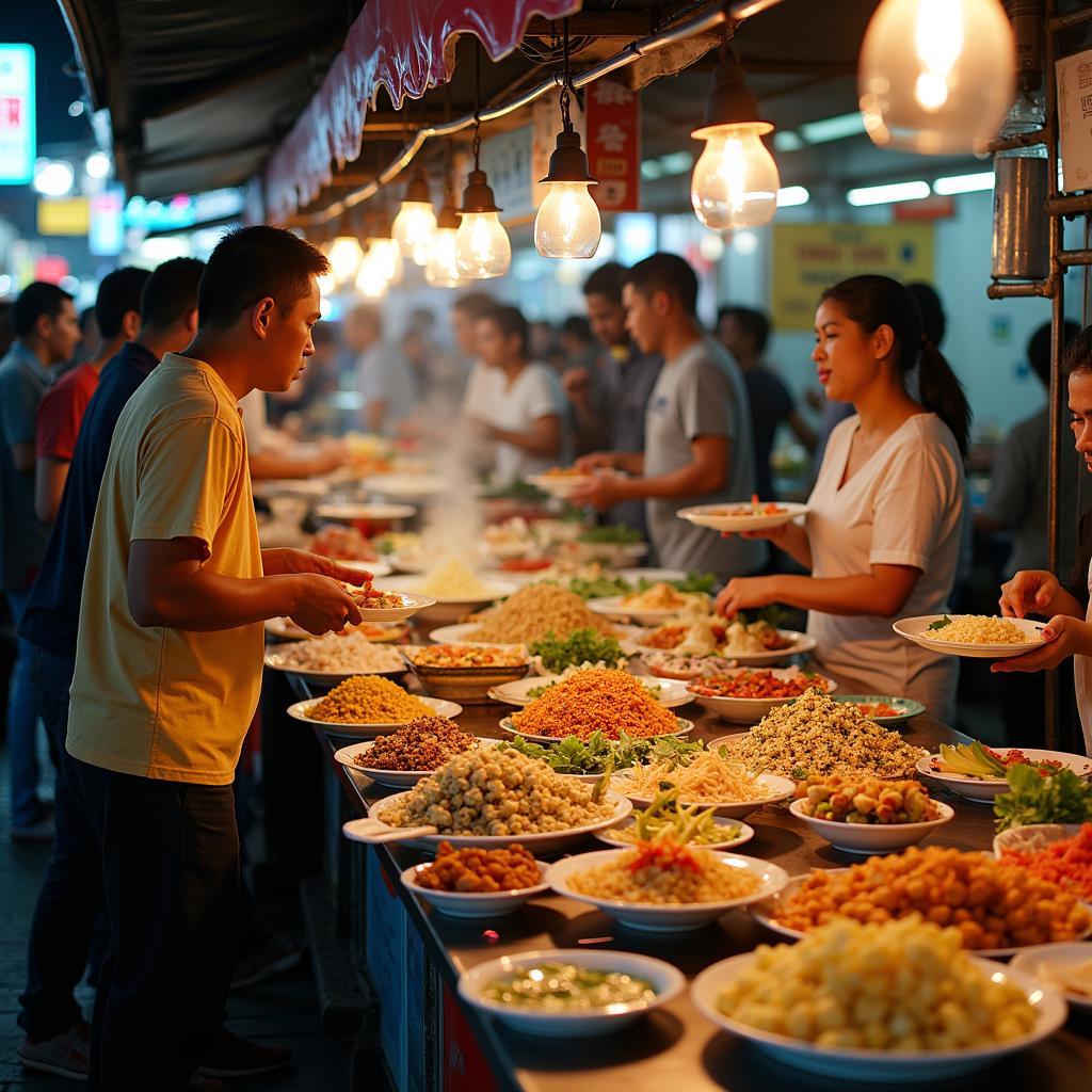 Khám phá những món ăn đường phố hấp dẫn và đa dạng tại khu ẩm thực sôi động Chợ Tân Định, Sài Gòn.
