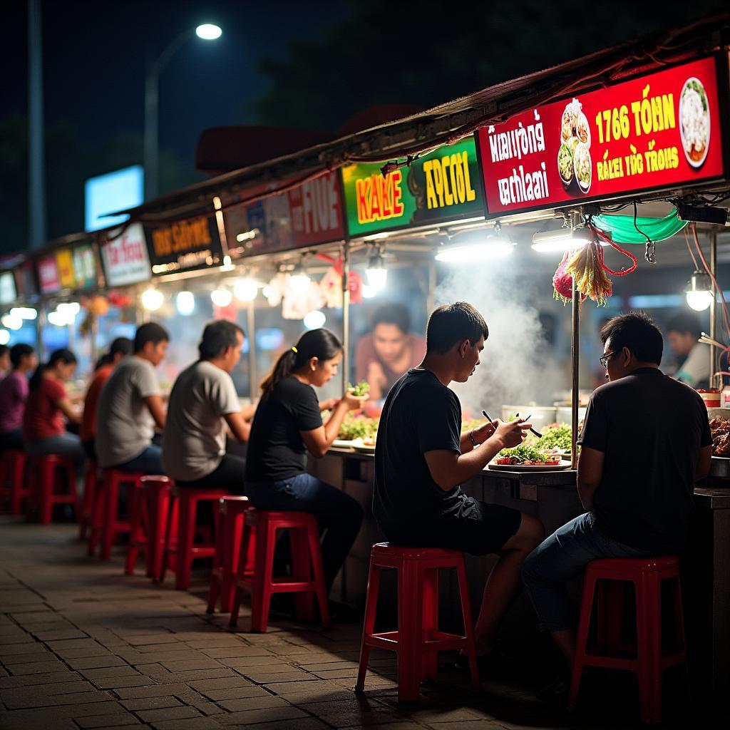 Khung cảnh quán ăn đường phố tấp nập khách tại Phường Tân Hòa, thiên đường ẩm thực ở Biên Hòa.