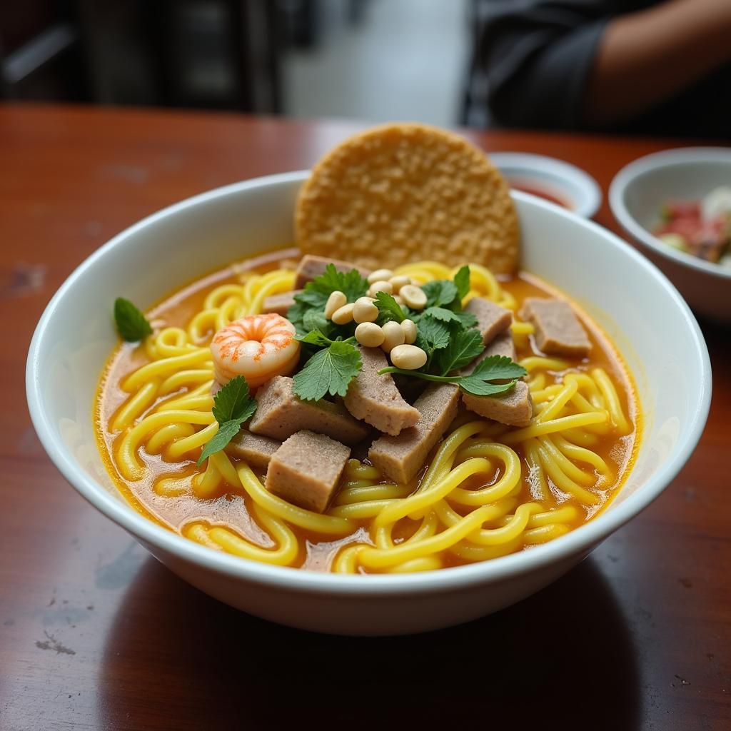 Món Mỳ Quảng đặc trưng tại Thị trấn Nam Phước, Huyện Duy Xuyên, Quảng Nam, gần Thành phố Đà Nẵng