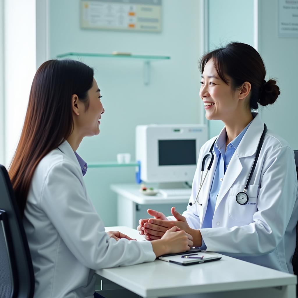 Bác sĩ tại Phòng khám đa khoa Thiên Nam, Vũng Tàu đang tận tình thăm khám và tư vấn cho bệnh nhân