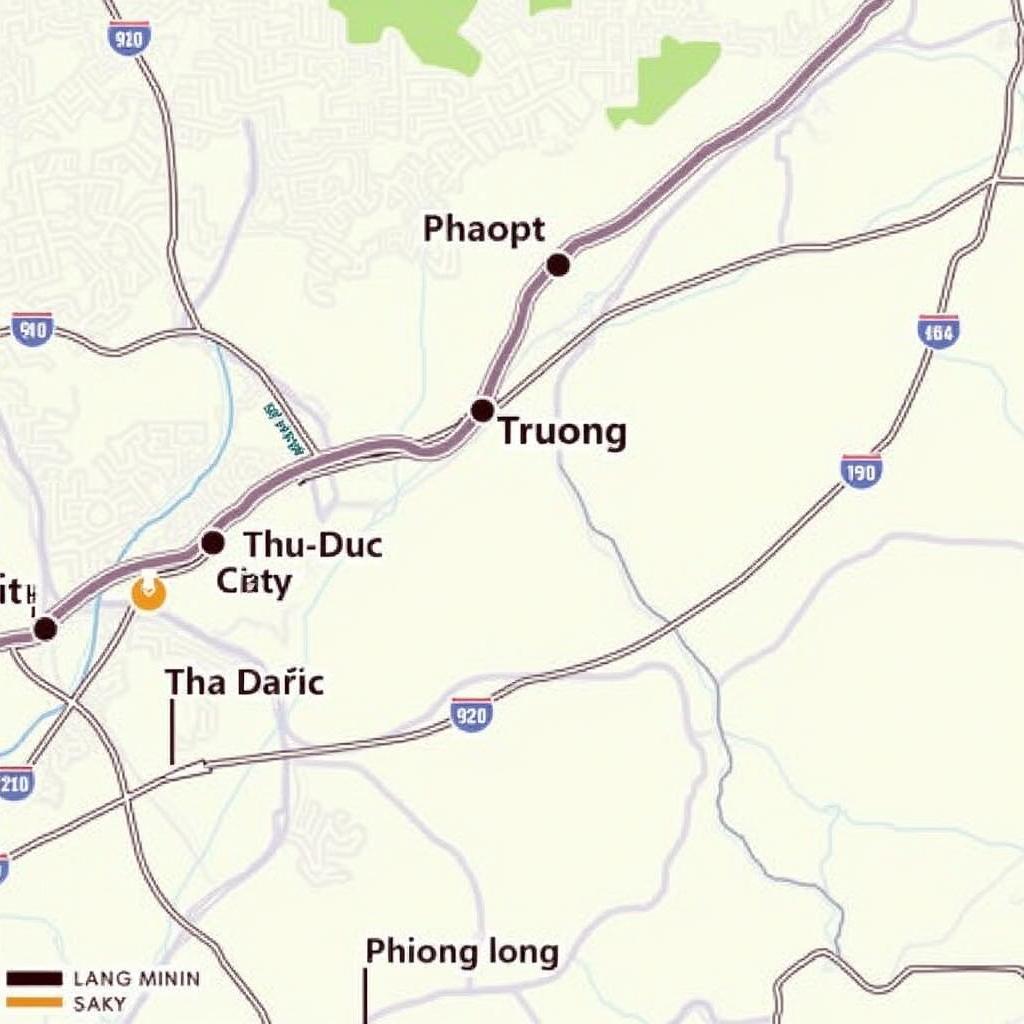 Bản đồ Phường Long Trường Thành phố Thủ Đức hiển thị vị trí và các tuyến đường chính
