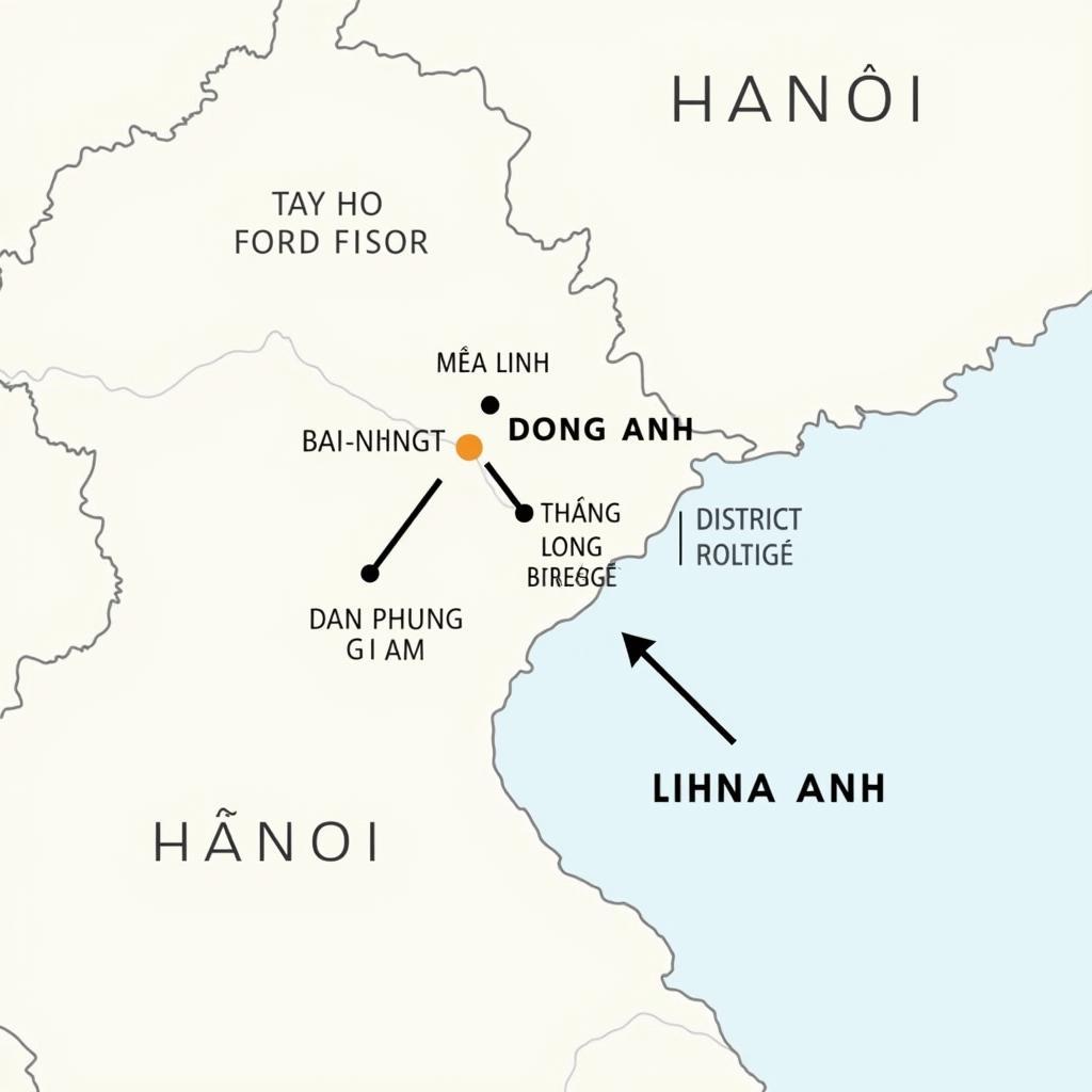 Bản đồ minh họa vị trí chiến lược của Huyện Đông Anh, cửa ngõ phía Đông Bắc Hà Nội.
