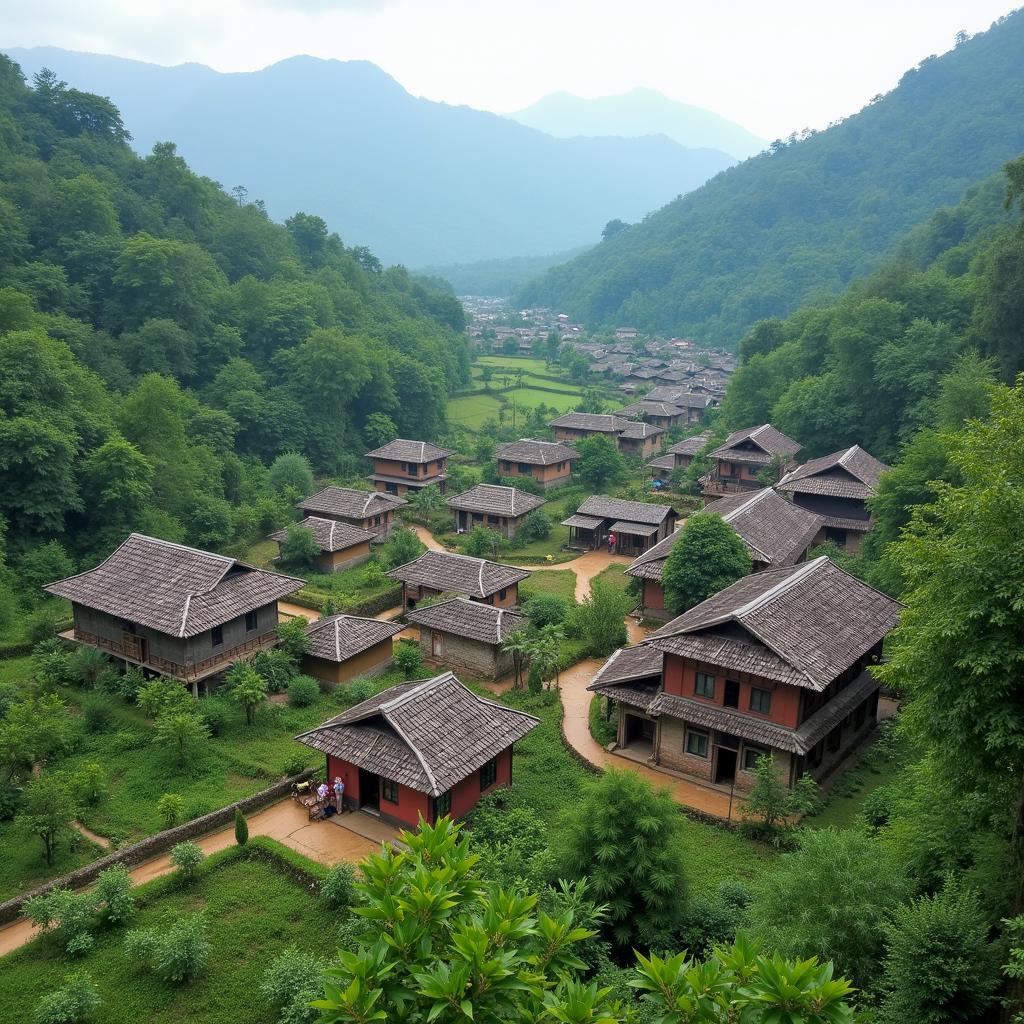 Ngoi nha truyen thong trong ban lang yen binh tai Xa Thuong Ha Lao Cai