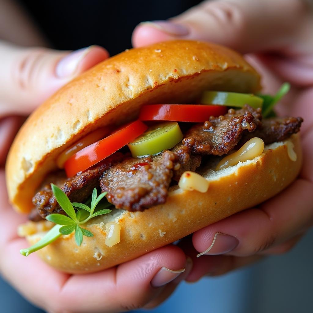 Hình ảnh cận cảnh chiếc bánh mì Bami King đầy đặn hấp dẫn chuẩn vị