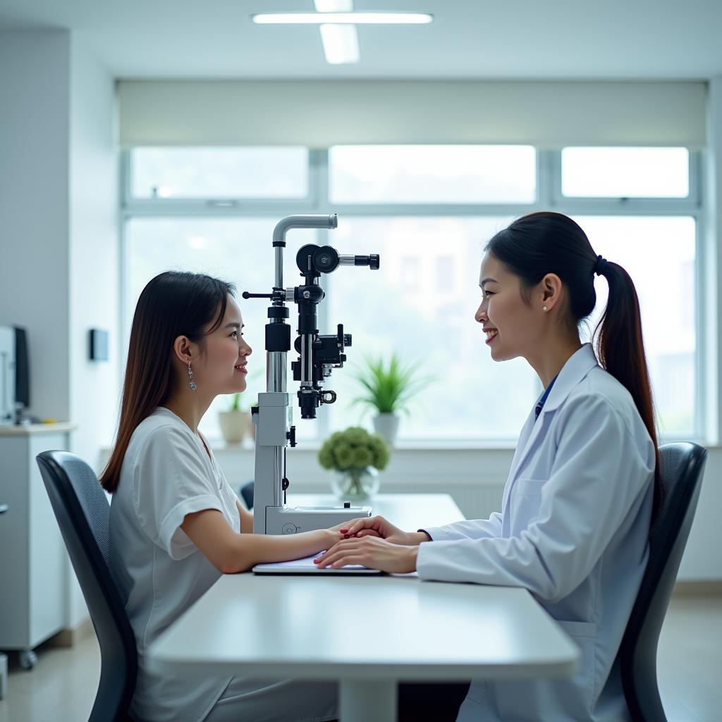Hình ảnh bên trong Bệnh viện Mắt Thái Bình với trang thiết bị y tế hiện đại, phục vụ khám chữa bệnh.