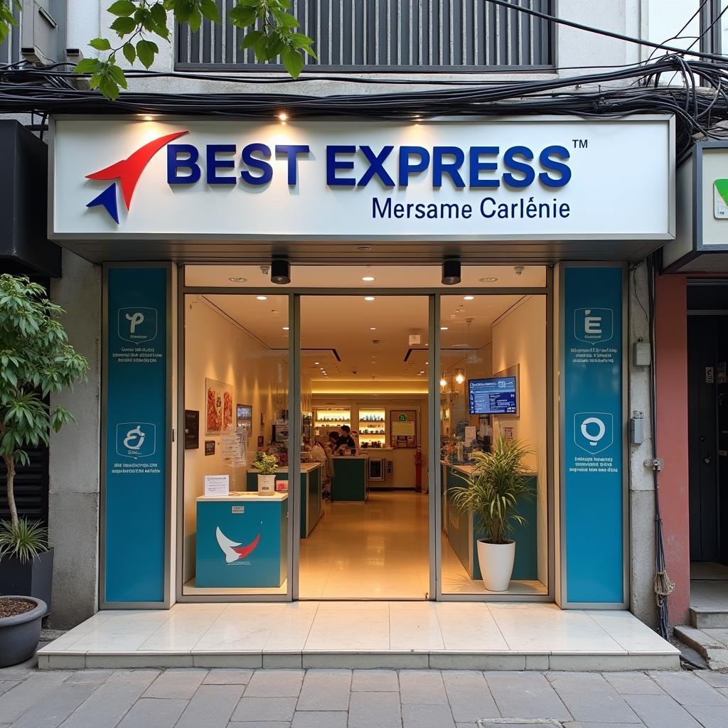 Hình ảnh mặt tiền Best Express Hải Phòng 127 Hoàng Thế Thiện giúp nhận diện bưu cục dễ dàng khi tìm đến
