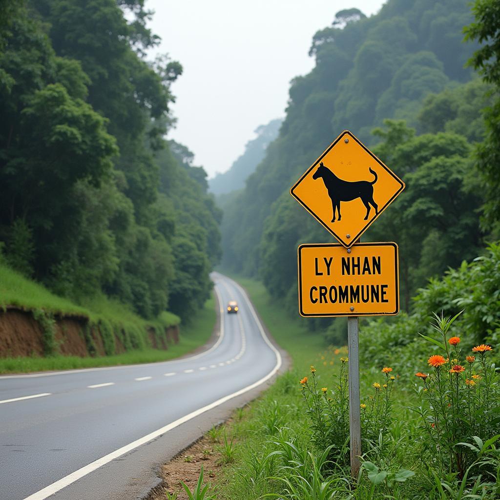 Một biển báo giao thông chỉ dẫn đường đi vào khu vực Xã Lý Nhân Tỉnh Hà Nam