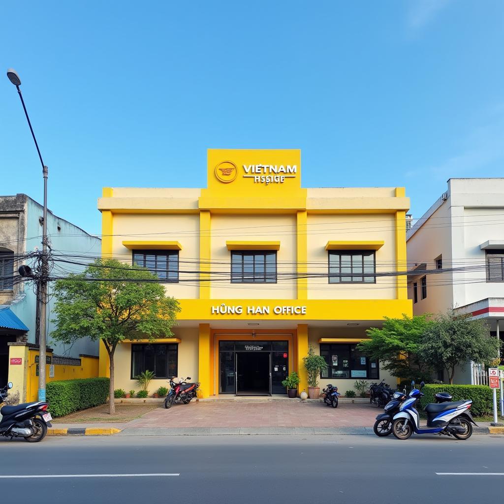 Hình ảnh mặt tiền Bưu điện Hưng Nhân, QL 39A, P. Phú Sơn, H. Hưng Hà, T. Thái Bình nhìn từ trục đường chính