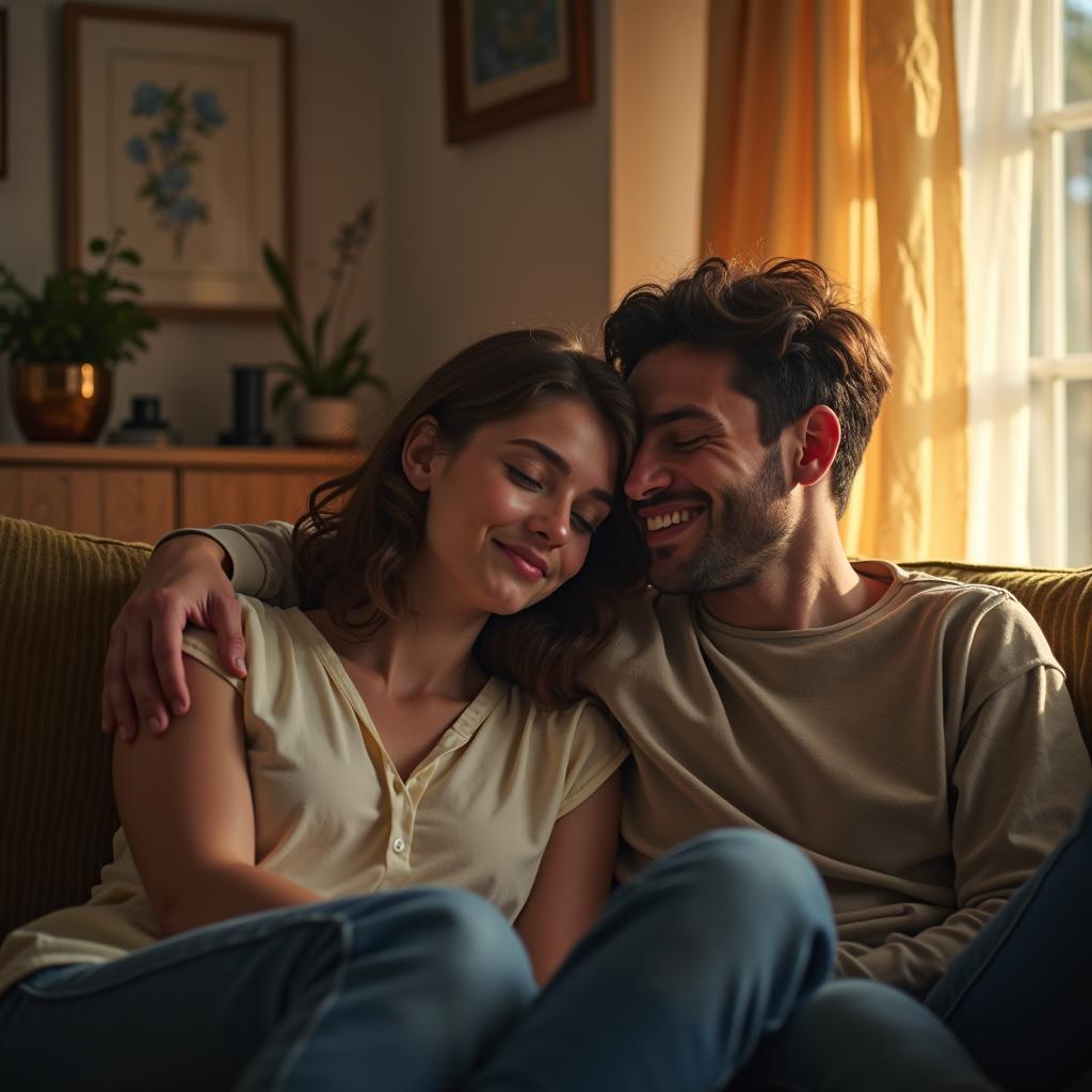 Hai người bạn đang ngồi tâm sự chân thành, một người đang an ủi người kia trong không gian ấm cúng, thể hiện sự ủng hộ bạn bè LGBT.