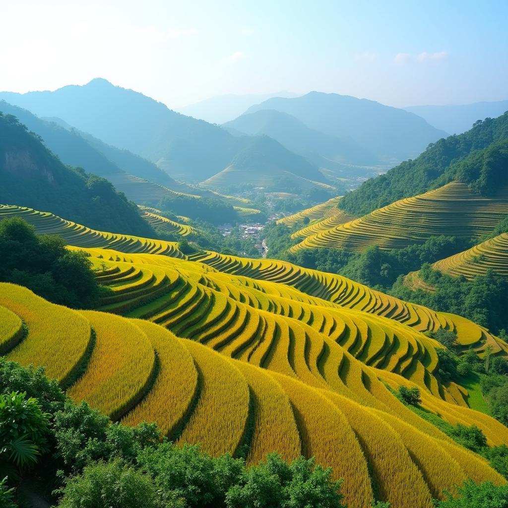 Hinh anh ve dep nen tho cua canh dong ruong bac thang o xa Can Ty tinh Tuyen Quang