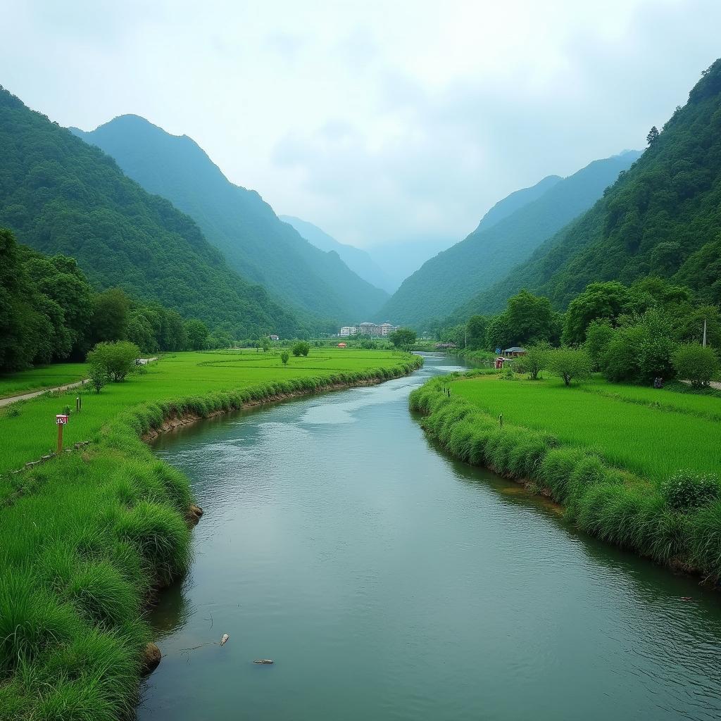 Khung cảnh yên bình của Sông Chảy tại Xã Bảo Nhai, Tỉnh Lào Cai
