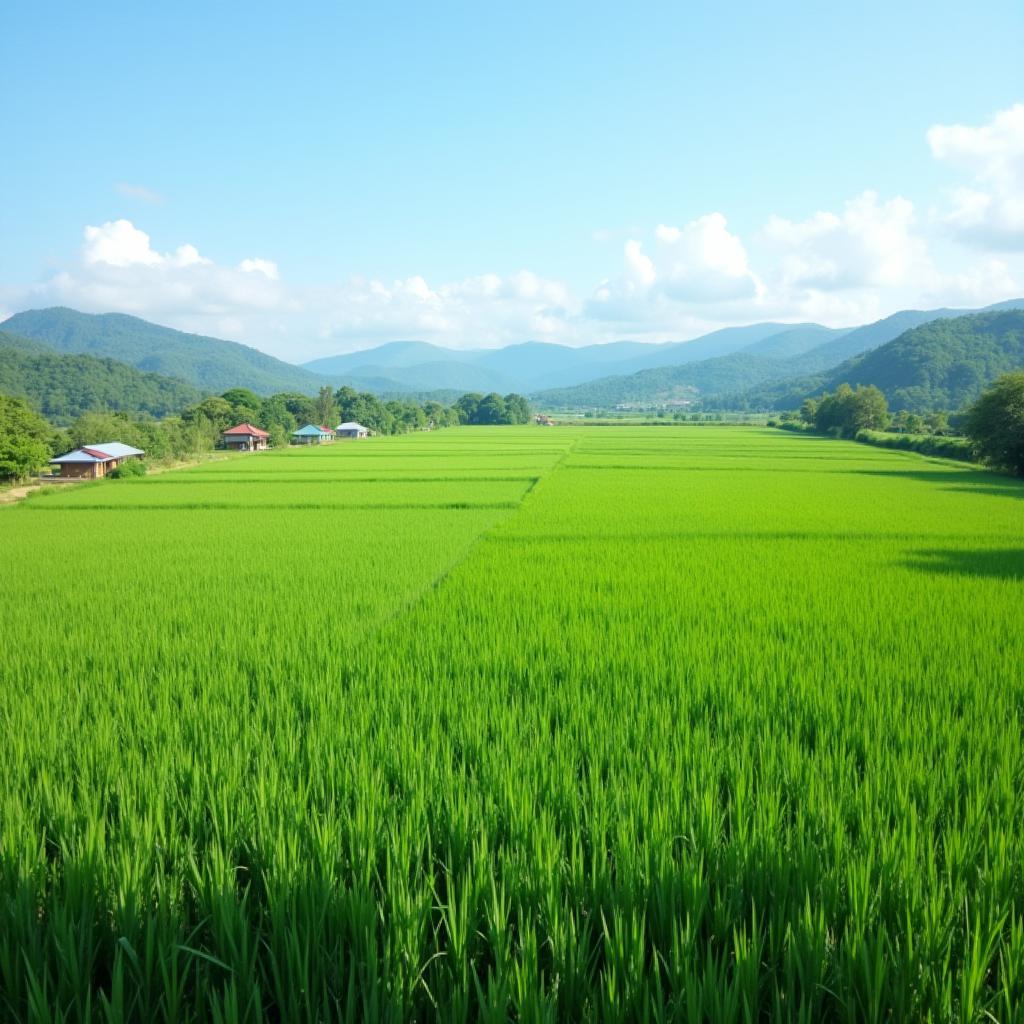 Ruộng lúa xanh mướt tại Xã Bình Mỹ, Tỉnh Hà Nam phản ánh đời sống nông thôn