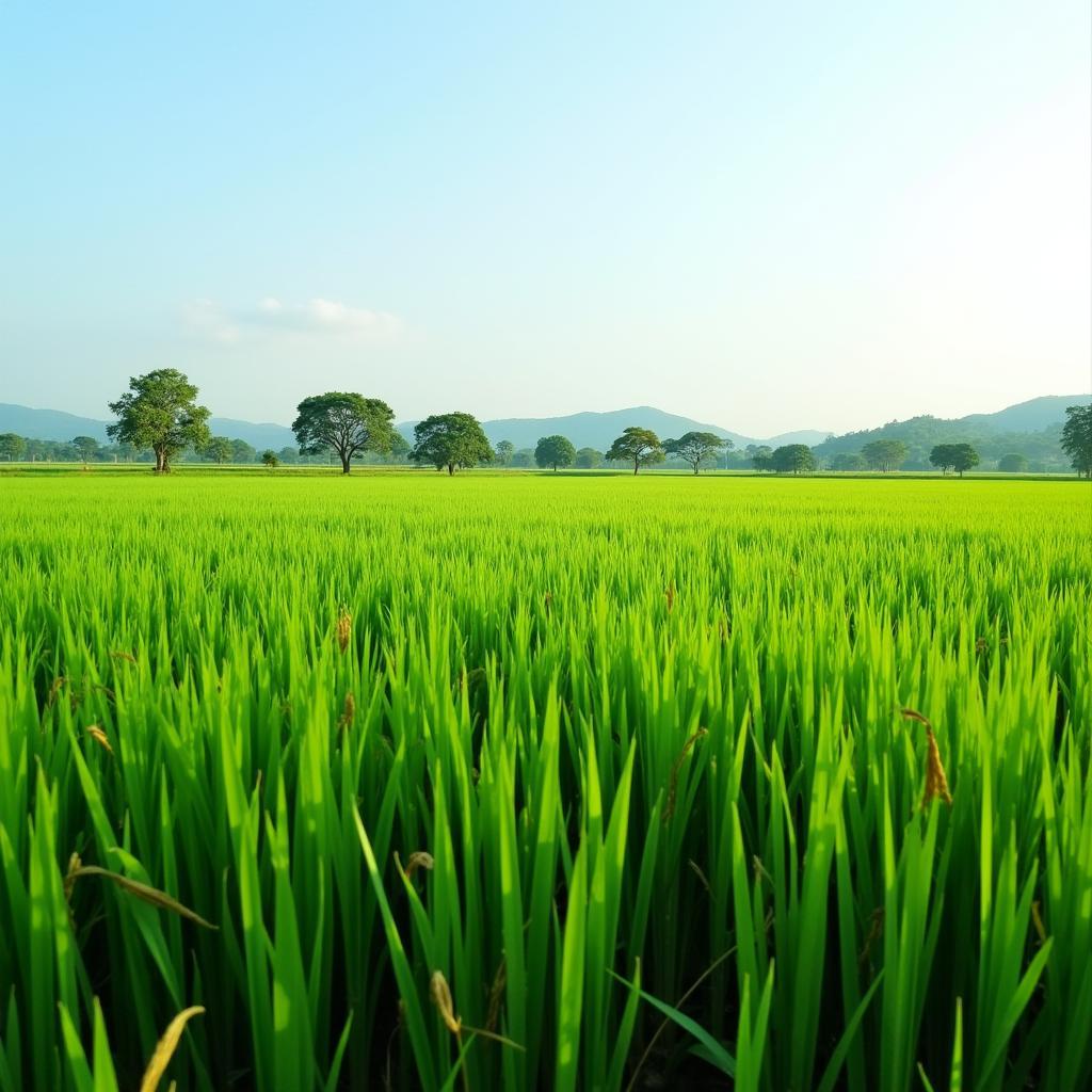 Cánh đồng lúa xanh mướt tại Xã Nam Xang, Tỉnh Hà Nam, biểu tượng của nông nghiệp địa phương
