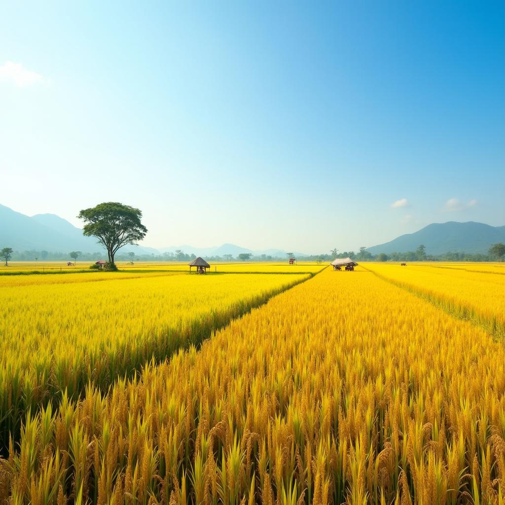 Cánh đồng lúa vàng trĩu hạt tại xã Đại Sơn, Bắc Ninh, thể hiện tiềm năng kinh tế nông nghiệp của địa phương.