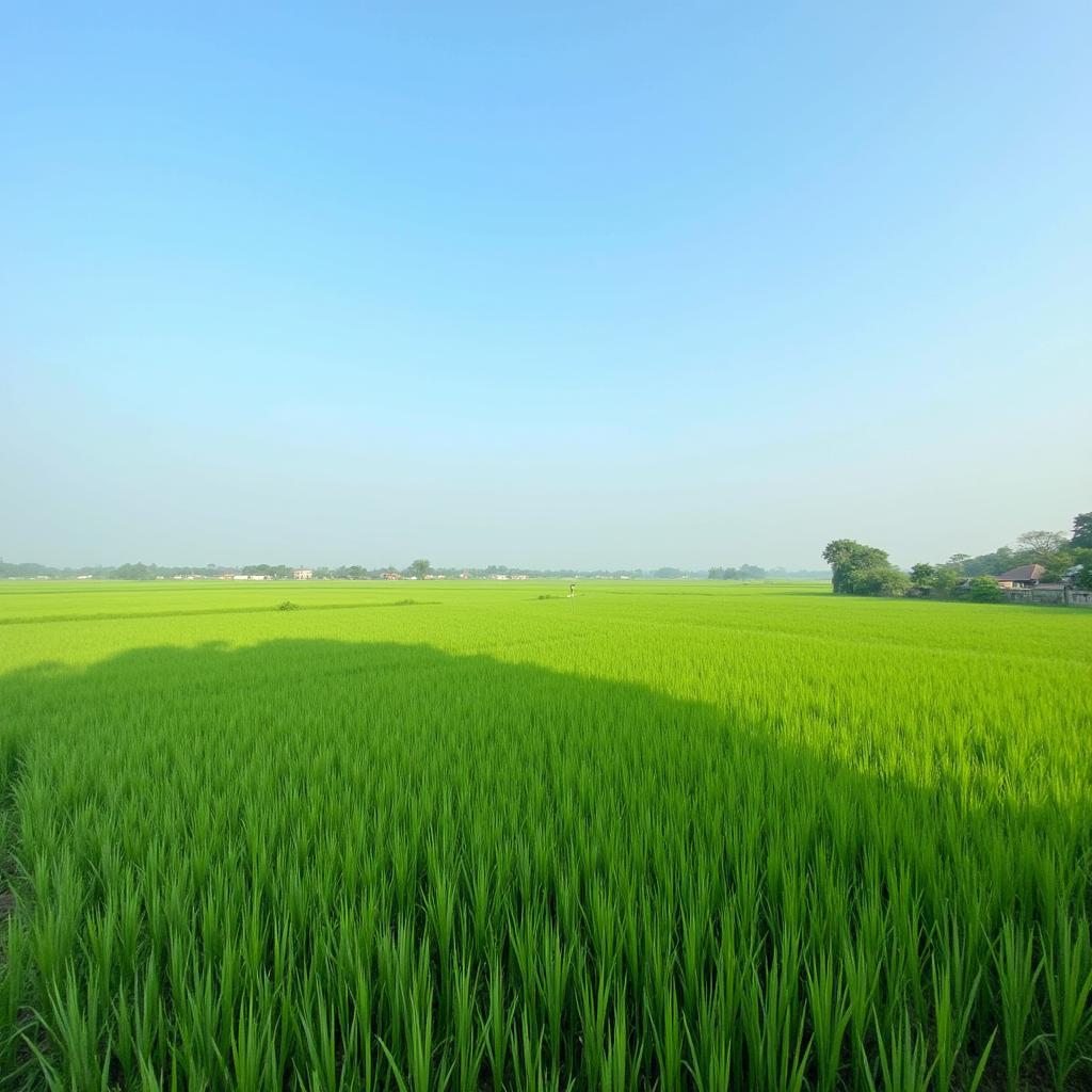 Canh dong lua xanh muot tai Xa Ung Thien Huyen Ung Hoa Ha Noi, ve dep binh yen nong thon