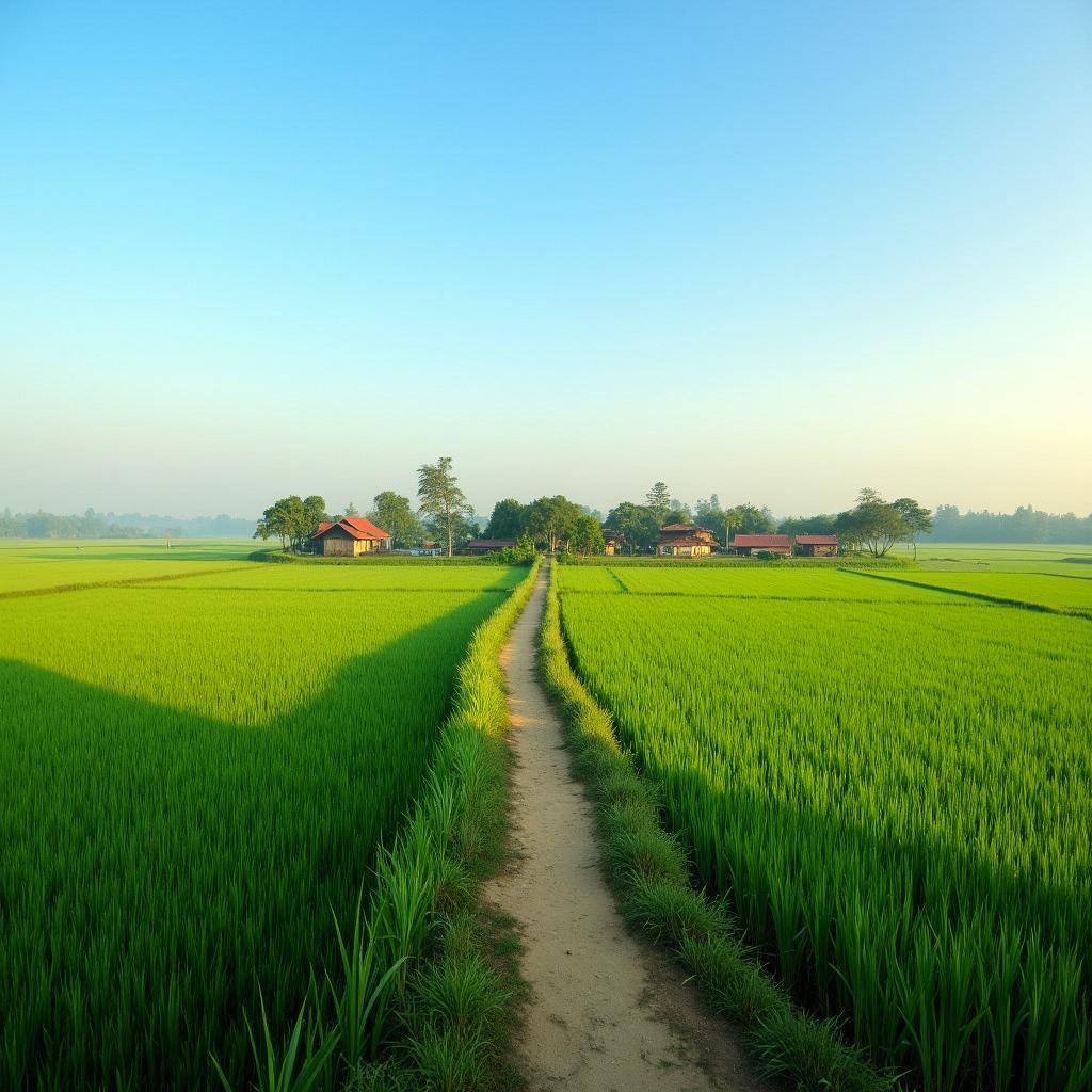 Toàn cảnh cánh đồng lúa xanh mướt bát ngát tại xã Yên Thế, Lương Tài, Bắc Ninh, thể hiện vẻ đẹp yên bình của làng quê Kinh Bắc.