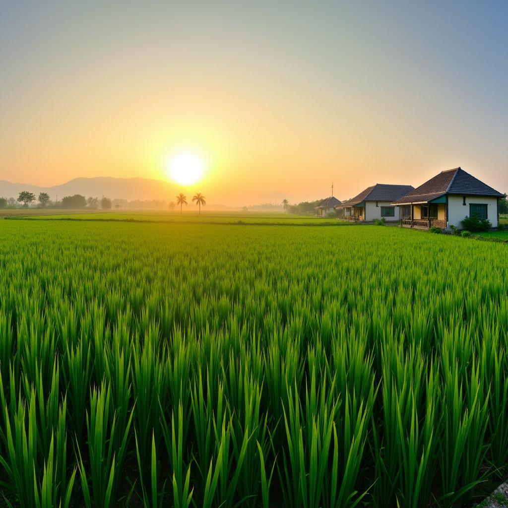 Hình ảnh cánh đồng lúa xanh mướt và yên bình tại Xã Hòa Hội, Huyện Xuyên Mộc, một điểm đến lý tưởng để thư giãn.