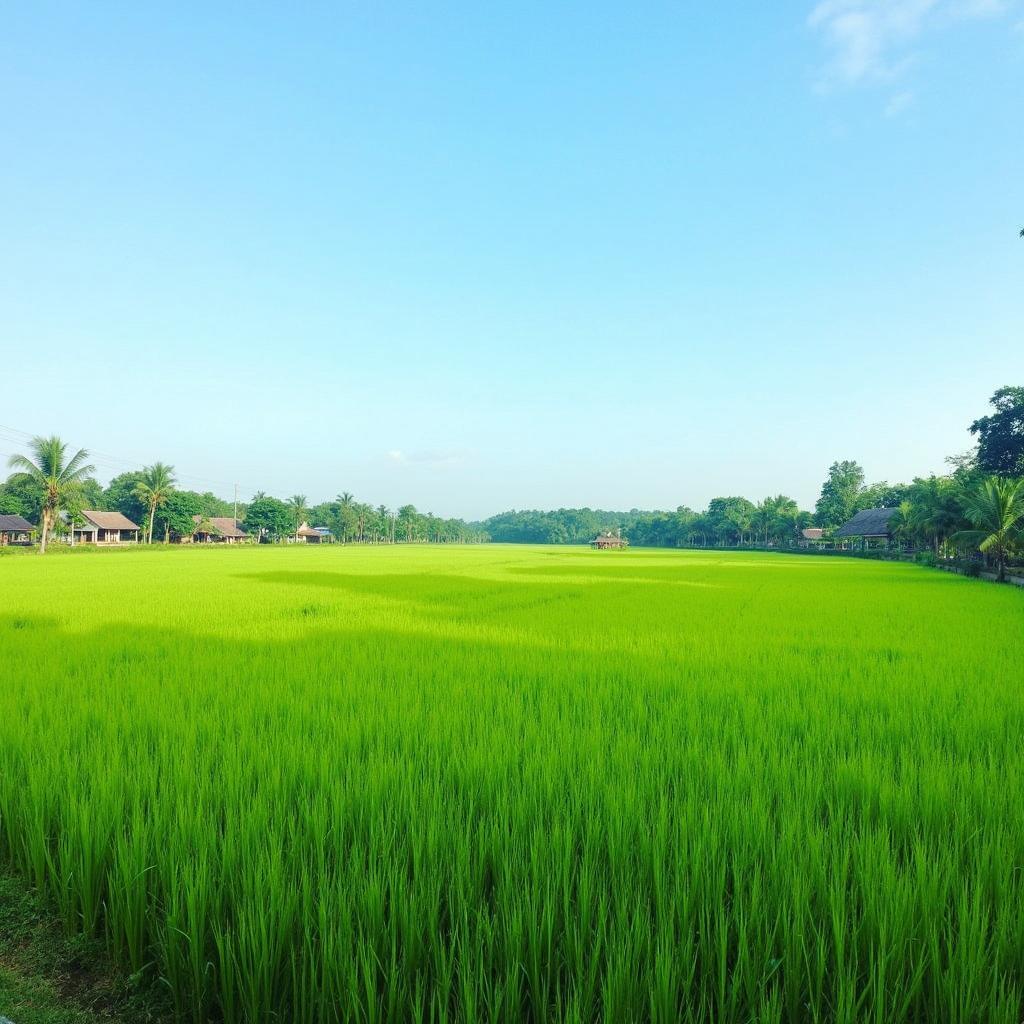 Toàn cảnh cánh đồng lúa xanh mướt trải dài tại xã Xuân Lũng, Phú Thọ, thể hiện vẻ đẹp bình yên của làng quê Bắc Bộ.