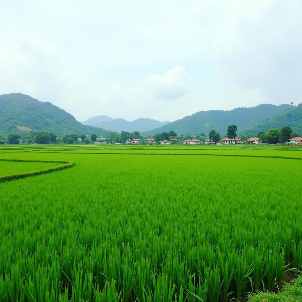 Cảnh cánh đồng lúa xanh mướt tại Xã Yên Phú Tỉnh Phú Thọ yên bình