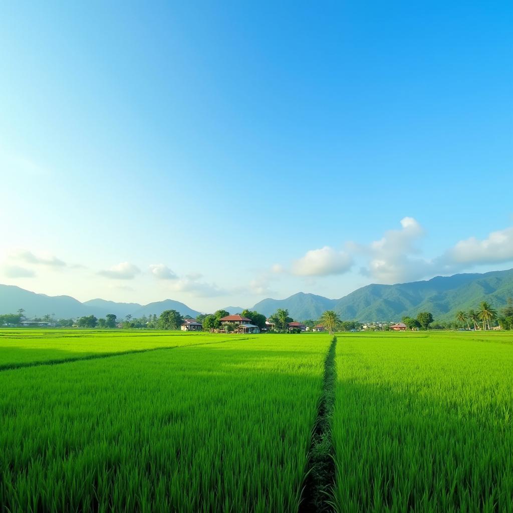 Toàn cảnh cánh đồng lúa xanh mướt và cuộc sống thanh bình tại xã Yên Phong, tỉnh Thái Nguyên