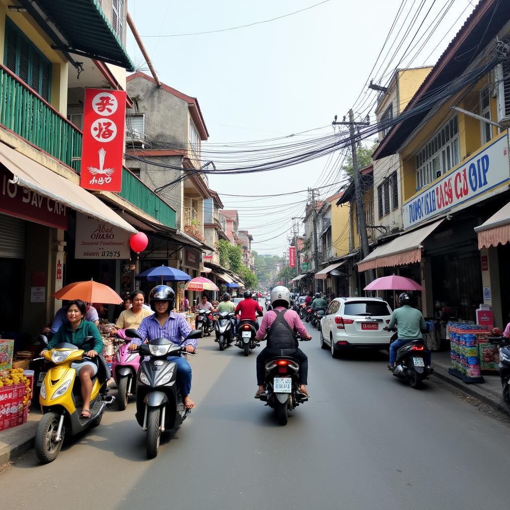 Khung cảnh tấp nập và nhịp sống sôi động trên Đường Hào, tỉnh Hưng Yên