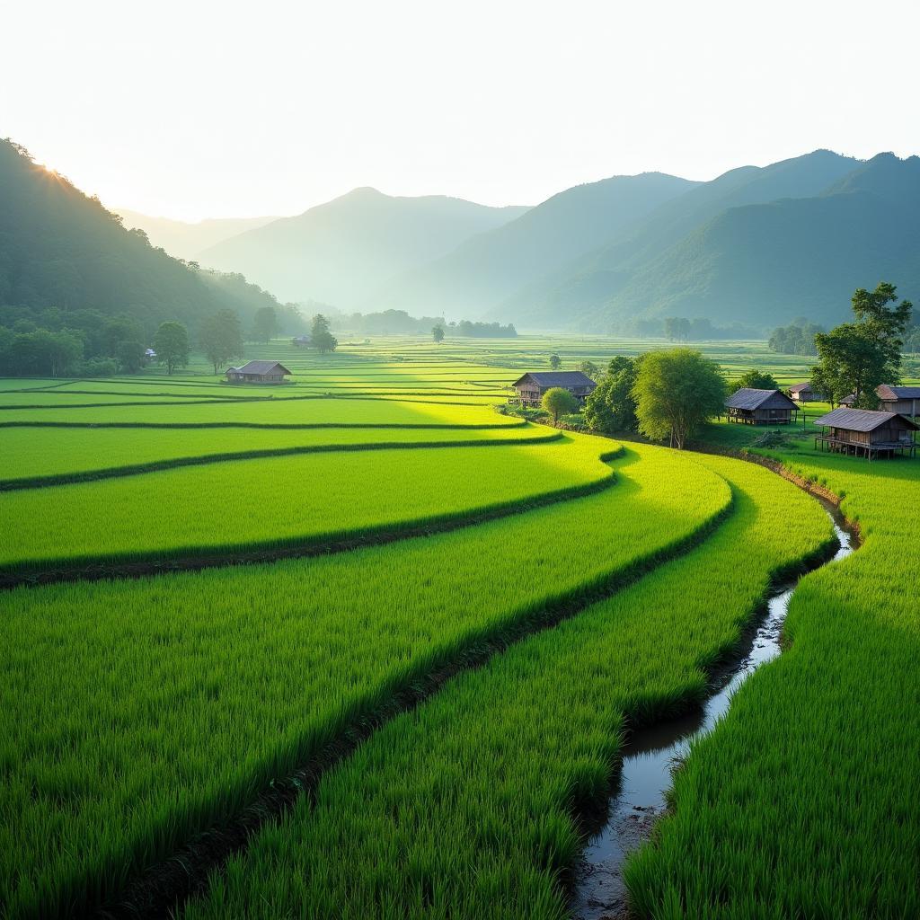 Toàn cảnh vẻ đẹp bình yên của xã Đại Phúc tỉnh Thái Nguyên với những cánh đồng xanh mướt