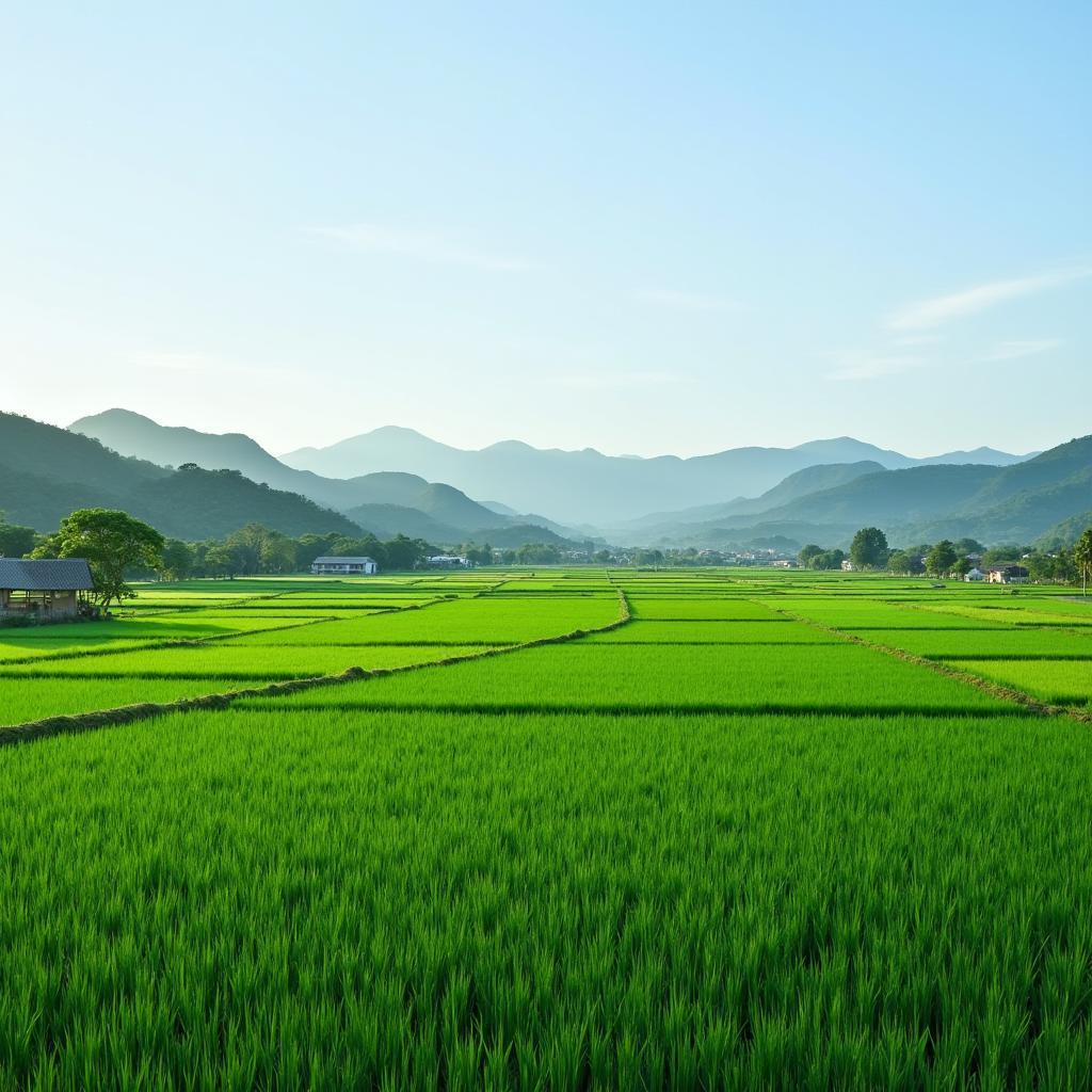 Cảnh quan Xã Quế Sơn Trung Huyện Quế Sơn Đà Nẵng với đồng ruộng và núi đồi