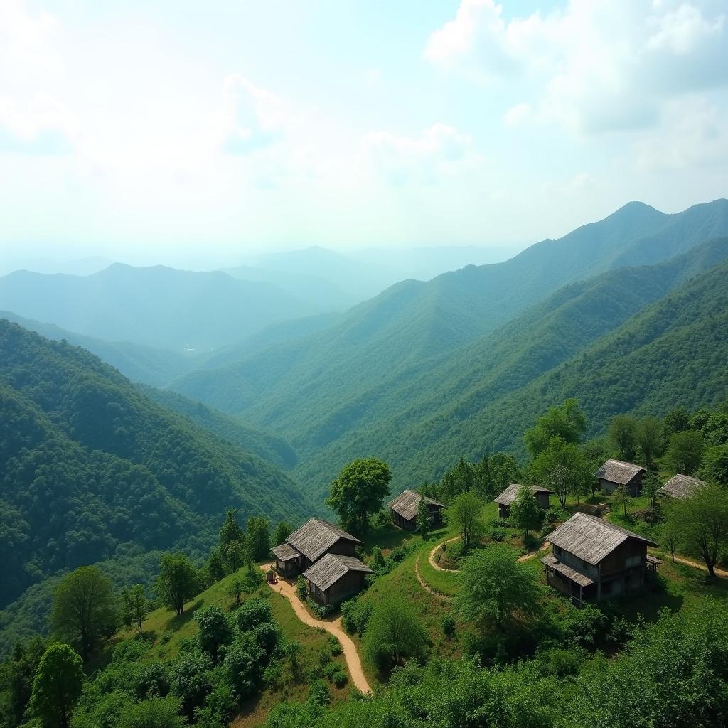 Canh quan nui rung thanh binh xa Song Vang, Huyen Nam Giang, Da Nang voi nha san don so