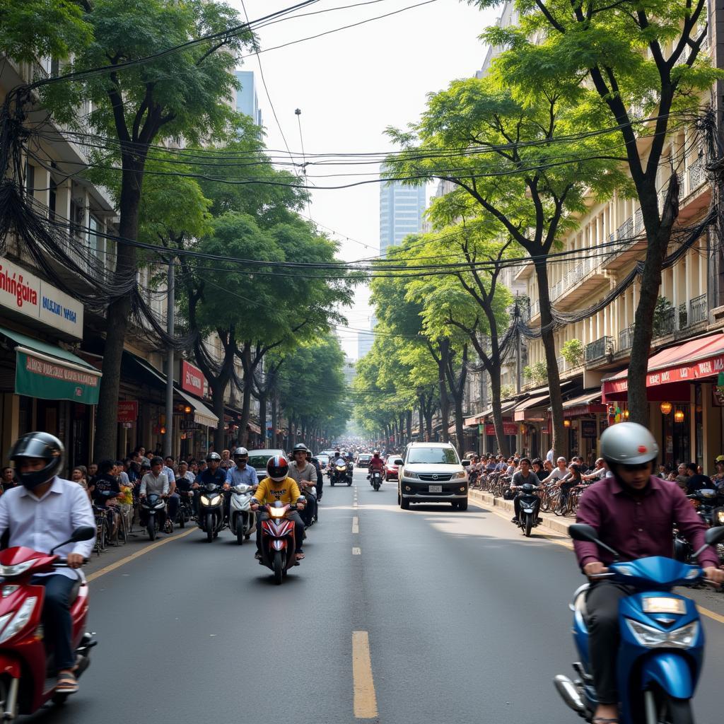 Canh quan do thi tap nap tren pho Kim Ma Ha Noi, gan dia chi 523 Kim Ma