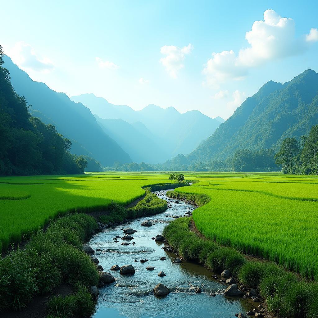 Toàn cảnh Xã Đạo Trù, Tỉnh Phú Thọ với dòng suối trong vắt và núi rừng Tam Đảo hùng vĩ
