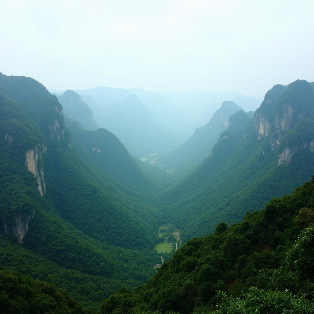 Toàn cảnh núi rừng hùng vĩ gần Xã Trà Linh Huyện Nam Trà My trên tuyến đường đi từ Thành phố Đà Nẵng