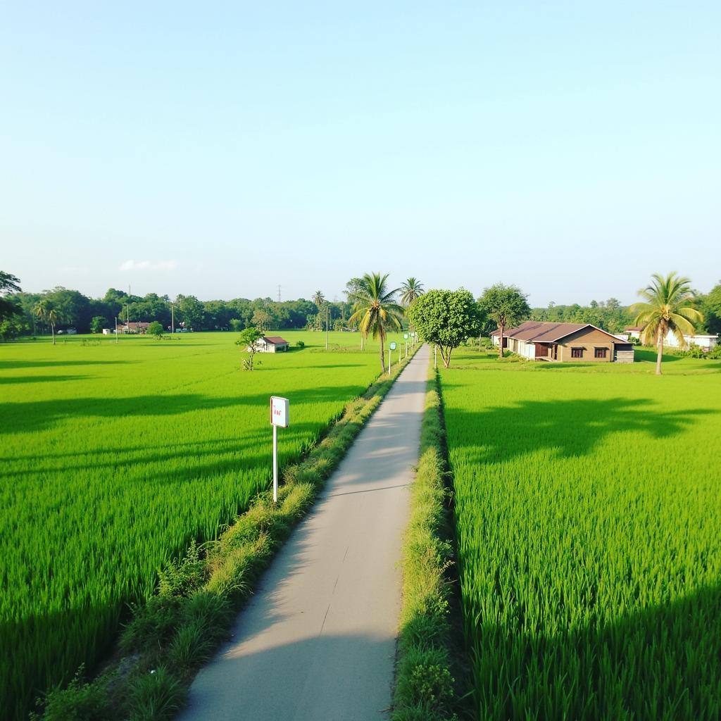 Cảnh quan yên bình với cây xanh và đường quê ở Xã An Nhơn Tây, Củ Chi
