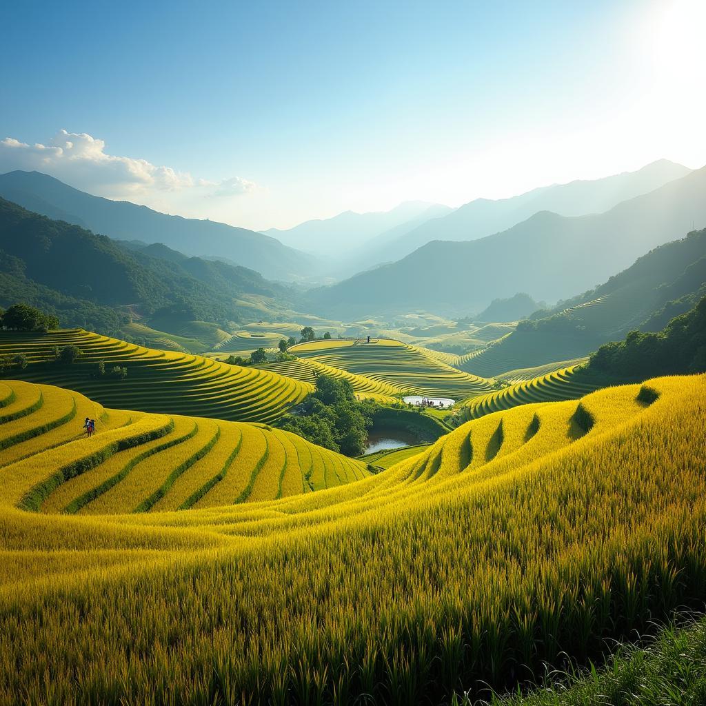 Canh quan ruong bac thang tuyet dep cua Xa Phuc Khanh tinh Lao Cai duoi anh nang