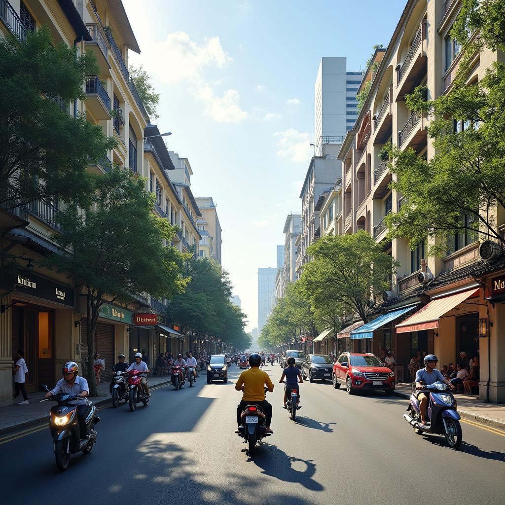 Hình ảnh đường phố sầm uất tại Phường Cầu Ông Lãnh Quận 1 Thành phố Hồ Chí Minh
