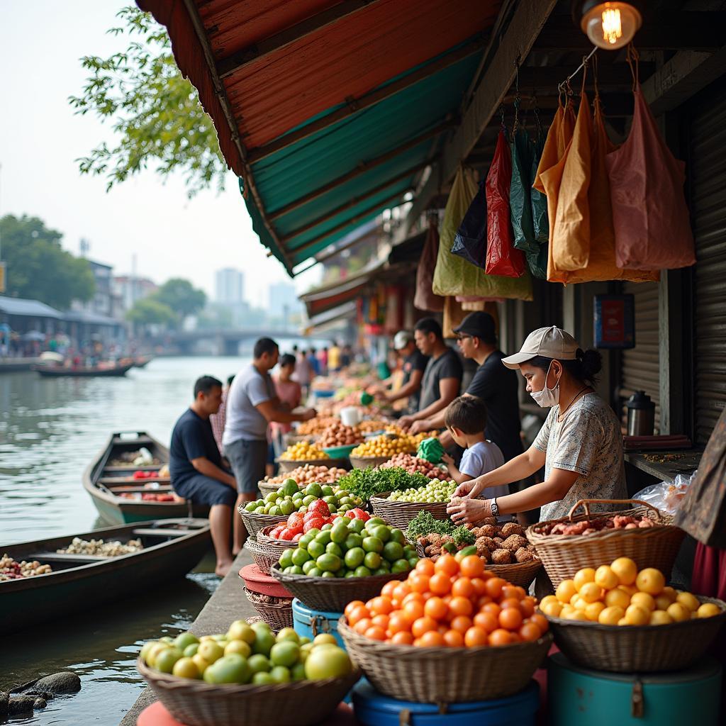 Cảnh tấp nập tại Chợ Bình Đông Quận 8 Thành phố Hồ Chí Minh