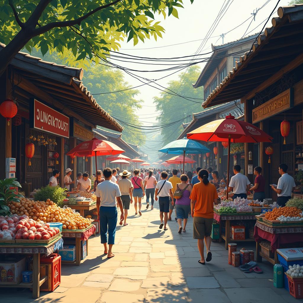 Khung cảnh nhộn nhịp và bản đồ vị trí của Chợ Chiều Dầu Tiếng Khu Phố 3 Bình Dương